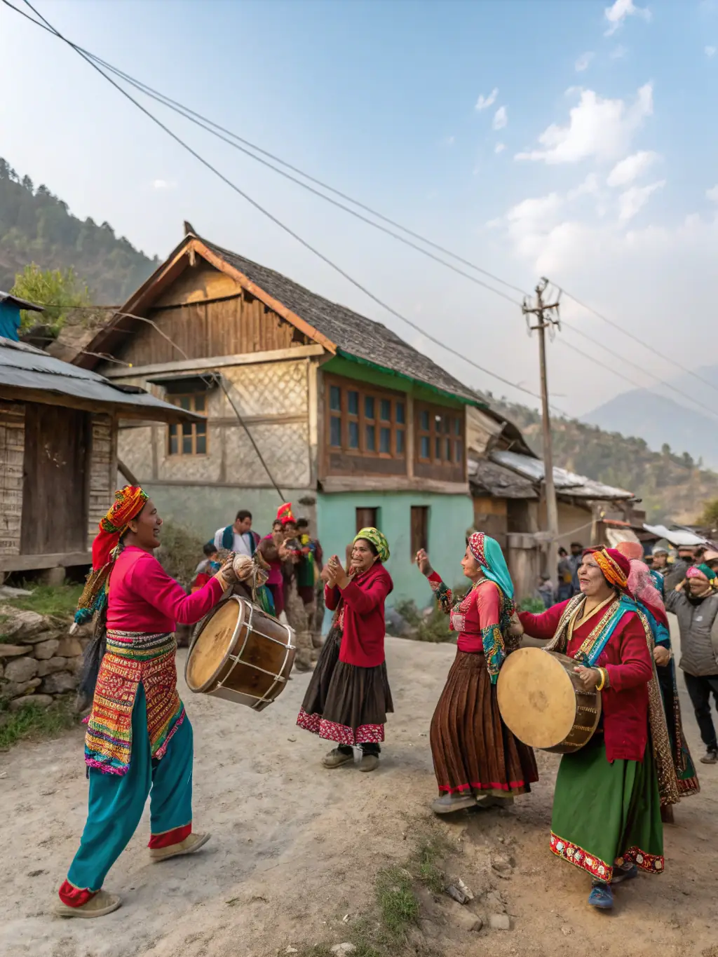 A photograph capturing a lively traditional game being played during a village festival in Valignat, showcasing community participation and cultural heritage.