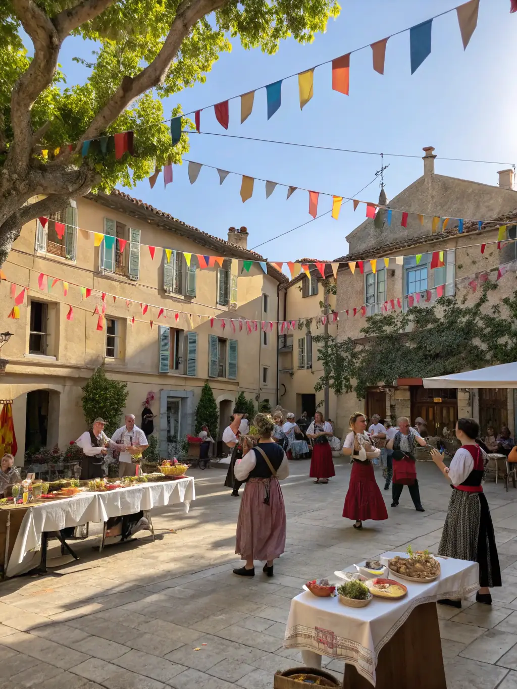A photograph of a LES AMIS DE VALIGNAC cultural event featuring traditional music and dance in Valignat, emphasizing the organization's commitment to preserving and promoting local culture.